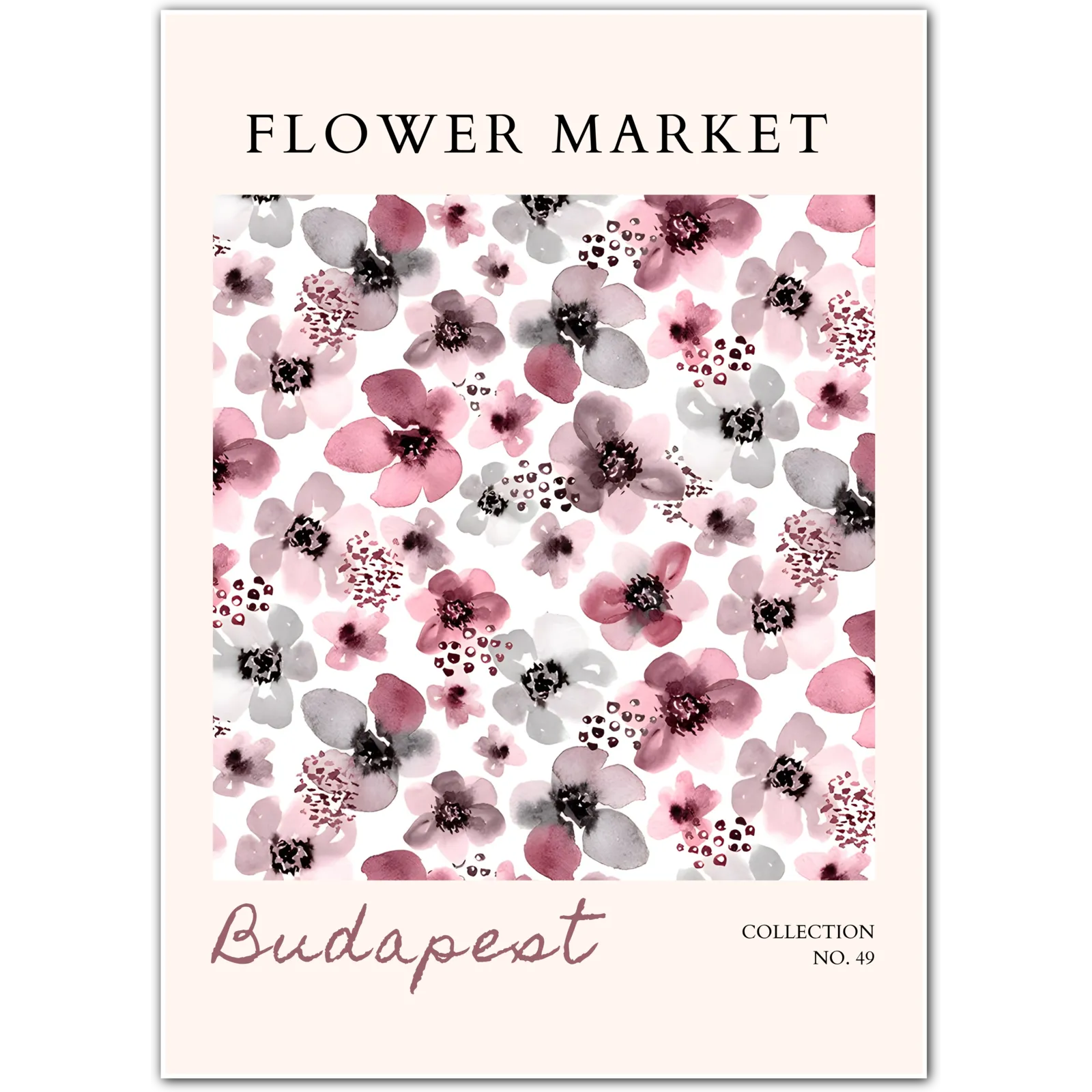 Budapest Flower Market Art Print – Soft Pink Watercolour Blossom Cluster