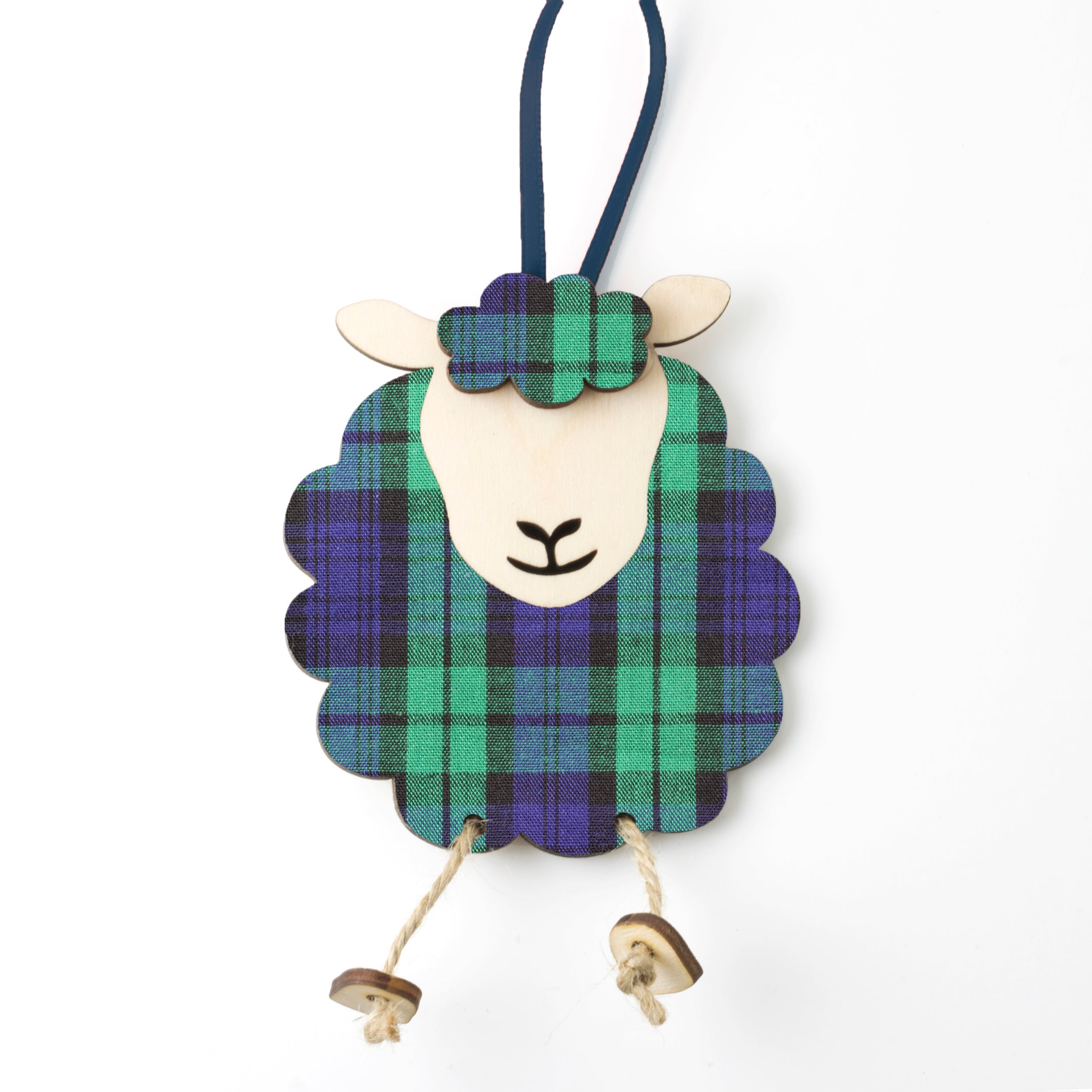 Hettie Sheep Hanging in Black Watch Tartan