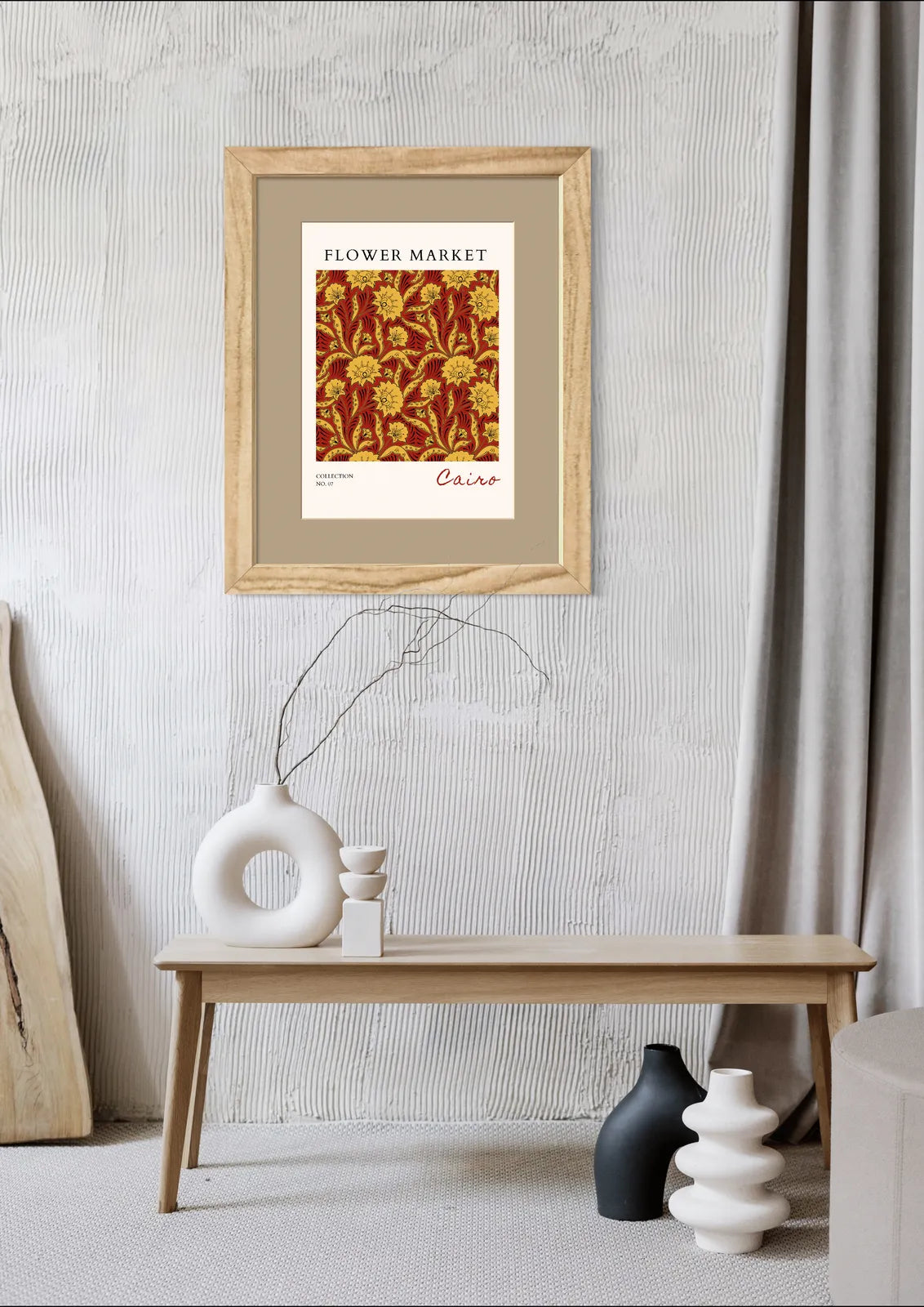 Cairo Ornamental Flowers – Luxurious Red and Gold Art Deco Floral Print