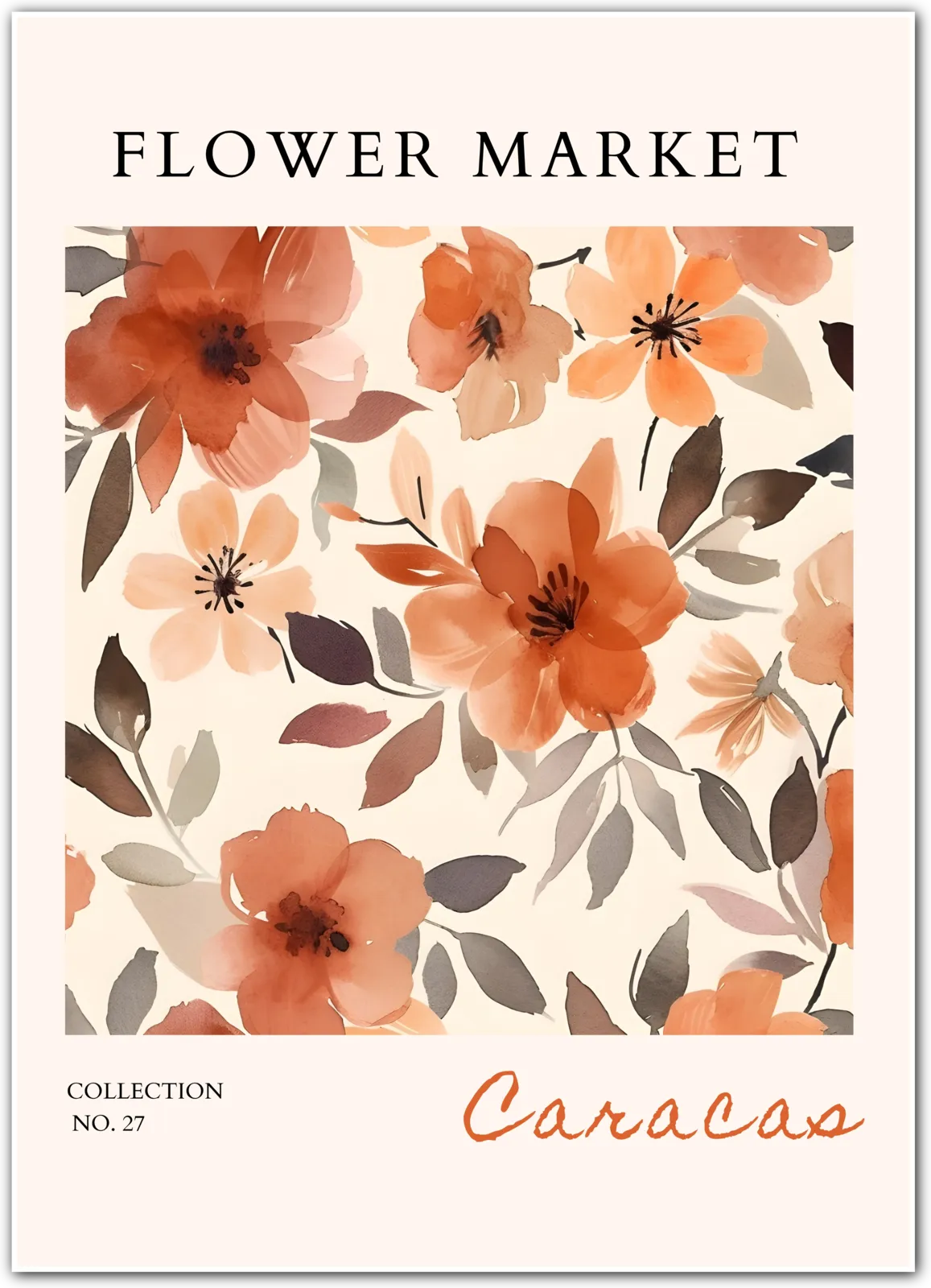 Caracas Blue and Blush Floral Pattern – Elegant Modern Botanical Print
