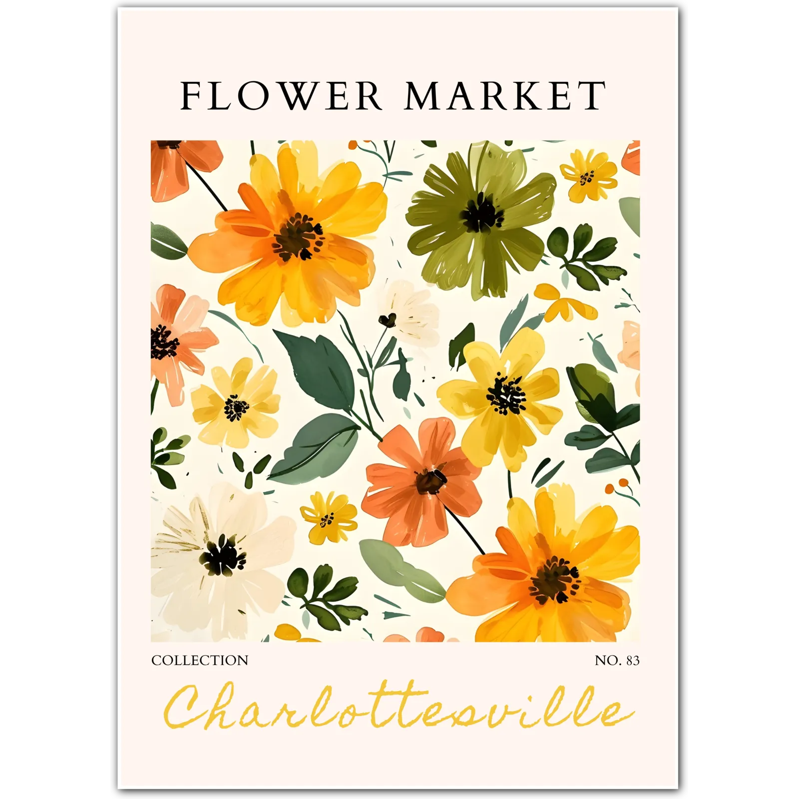 Charlottesville Sunshine Florals – Bright Modern Wildflower Art Print