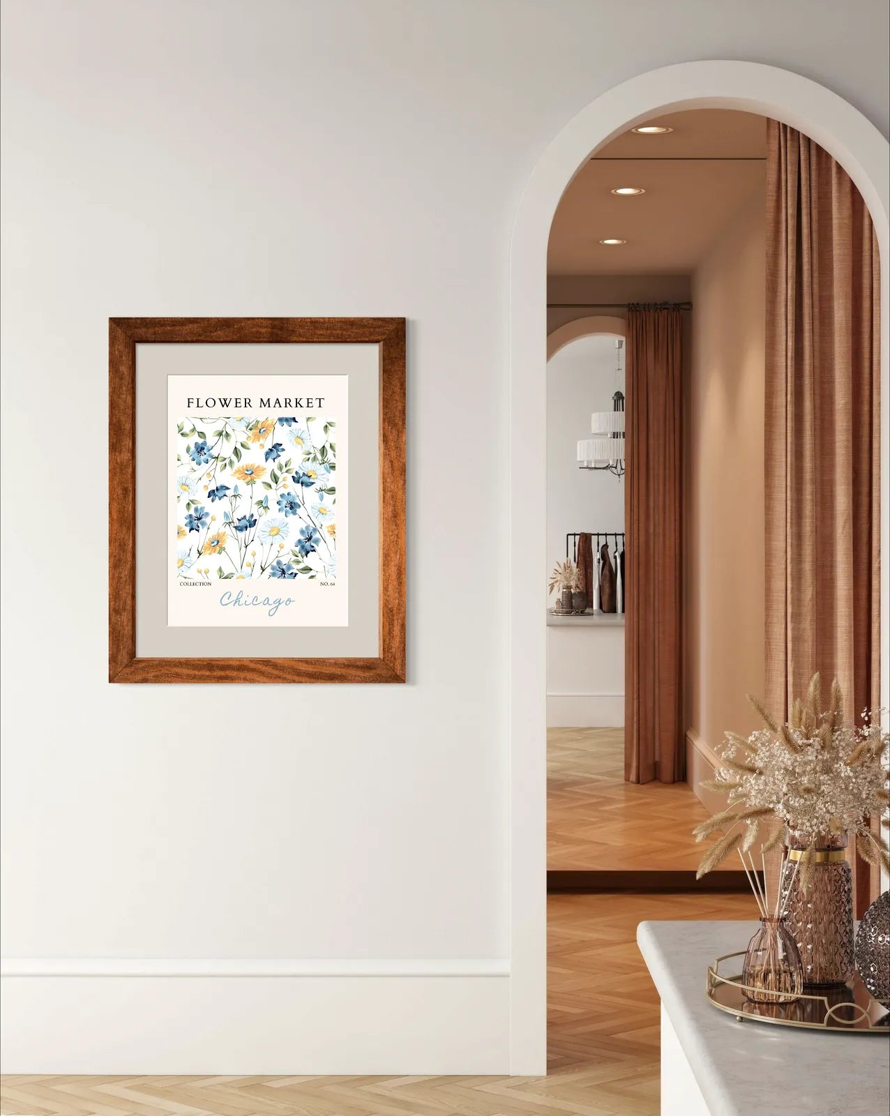 Chicago Sunshine Blooms – Repeating Floral Pattern in Orange and Yellow