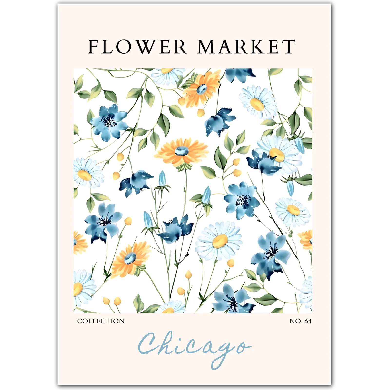 Chicago Sunshine Blooms – Repeating Floral Pattern in Orange and Yellow