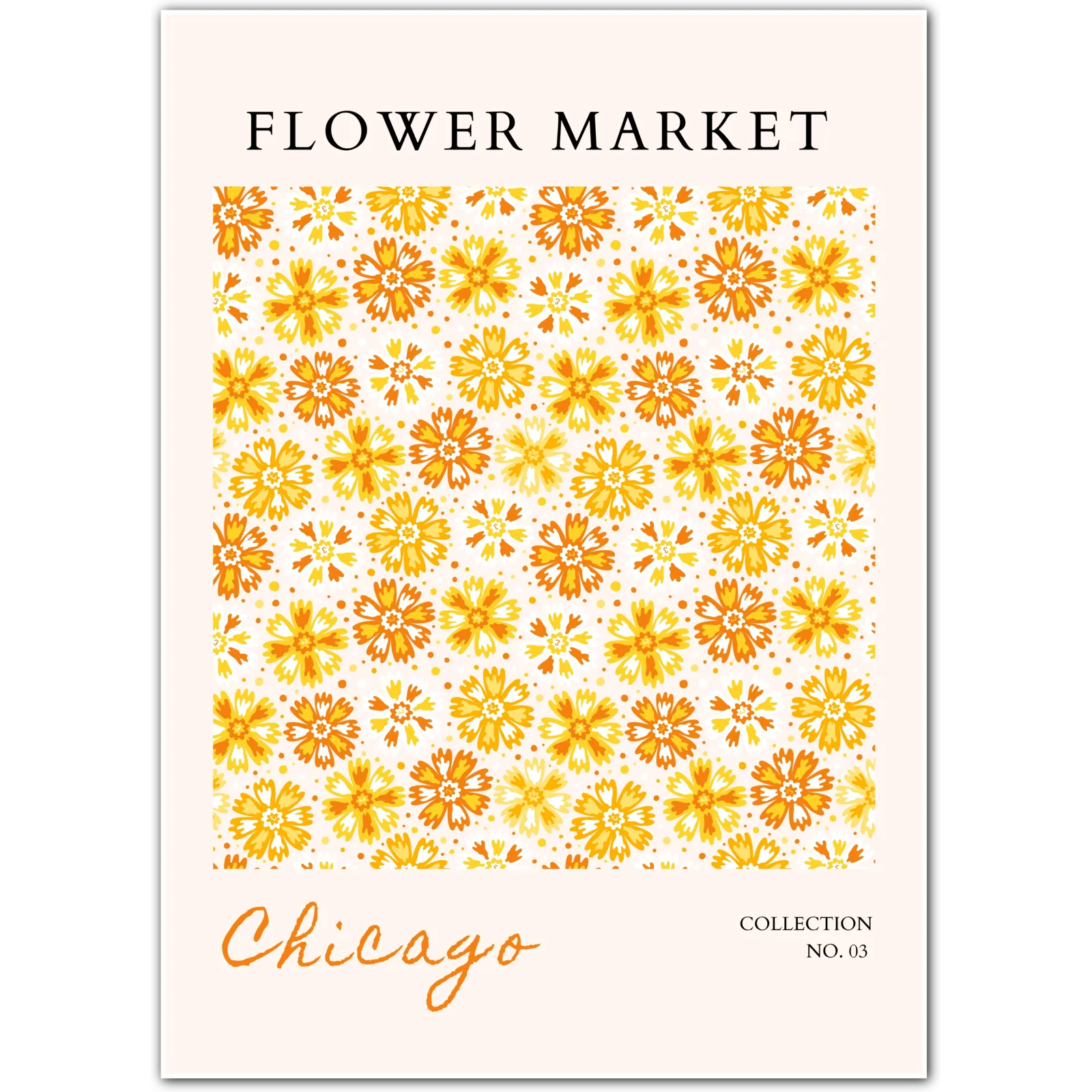 Chicago Garden Daisies – Soft Blue and Yellow Botanical Art Print