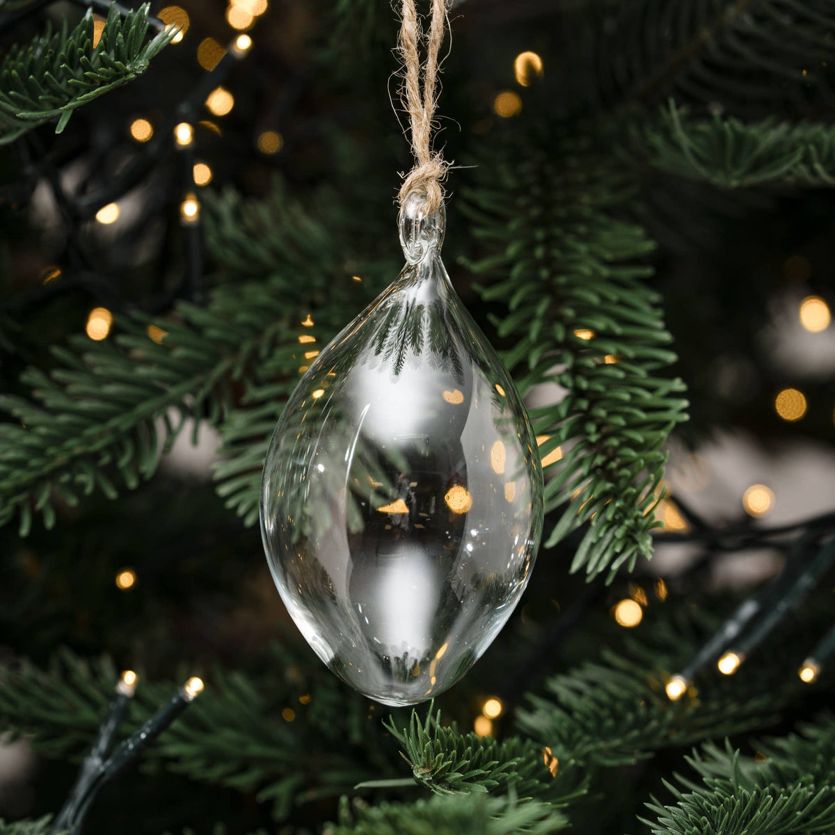 Clear Dewdrop Handmade Glass Christmas Tree Decoration
