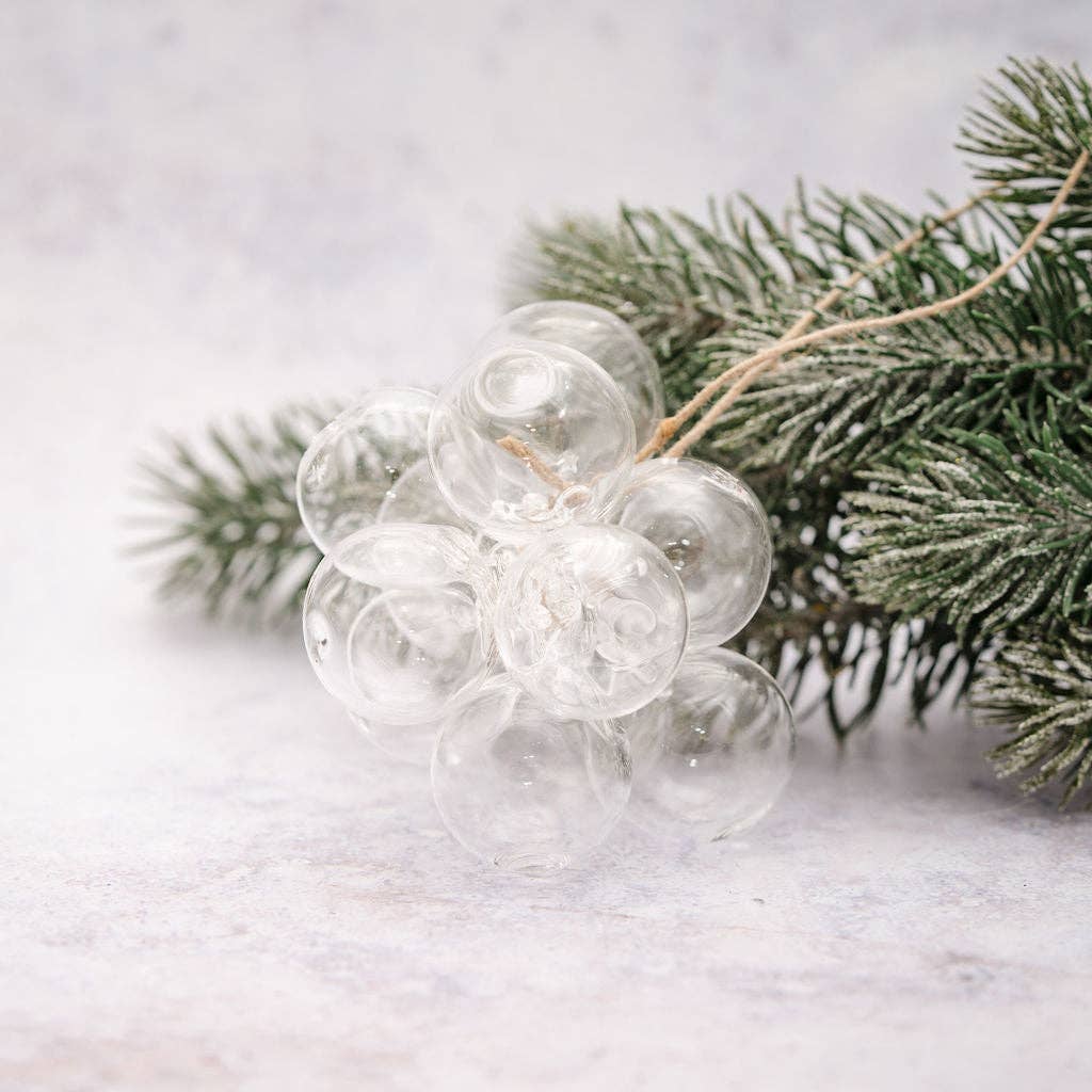Clear Furrow Glass Bubble Cluster Christmas Decoration