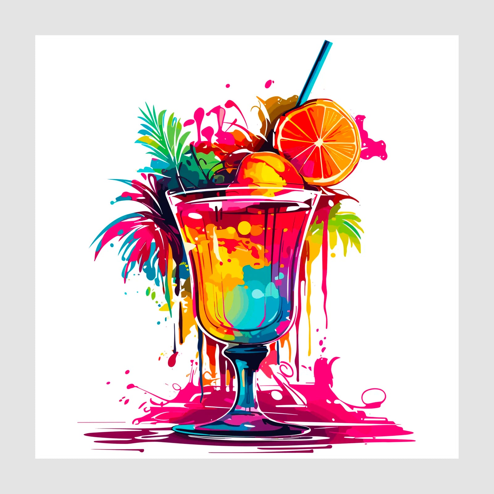 Cocktail Party Paint Splash Digital Art Print 1