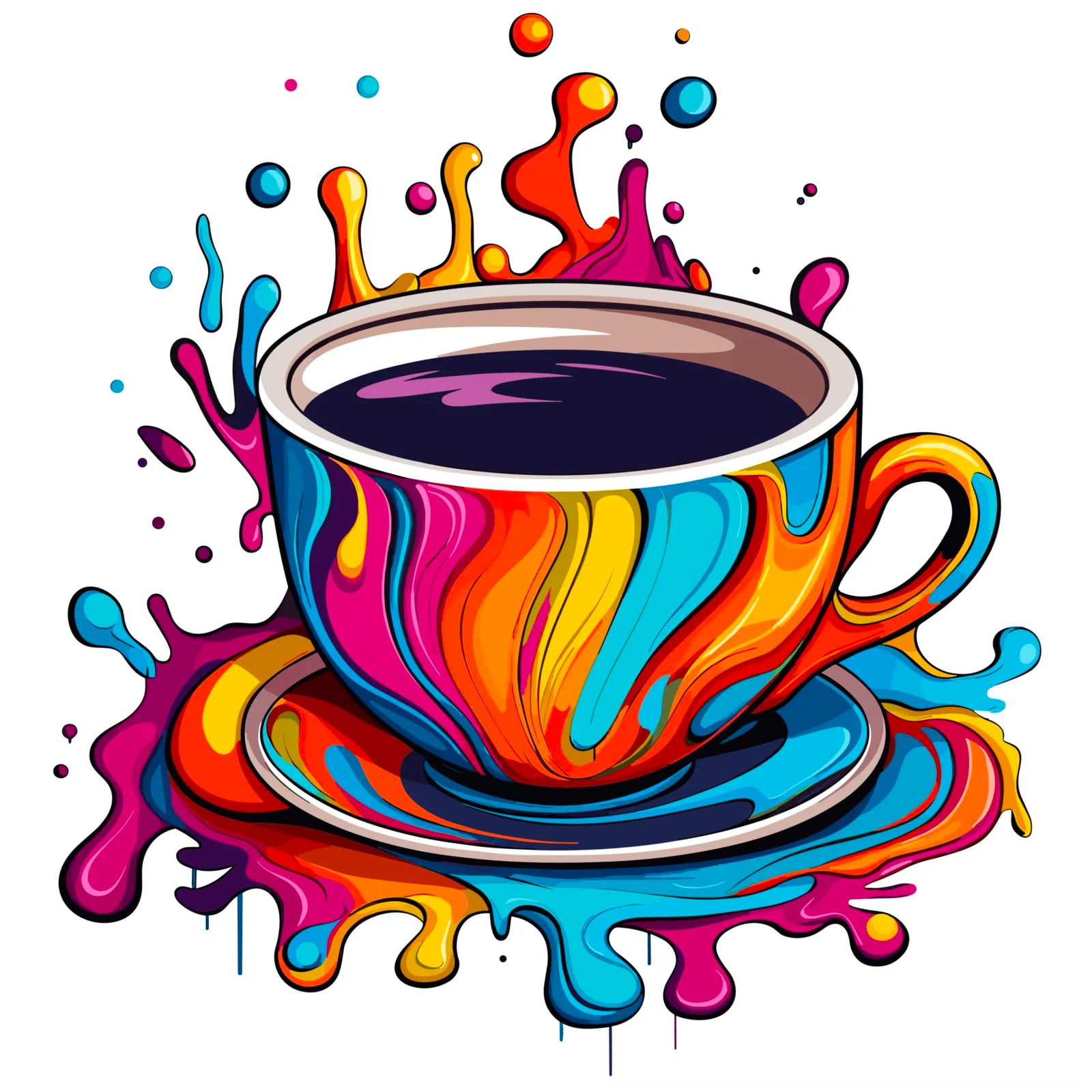 Bright Paint Swirls Coffee Cup Digital Art Print 2