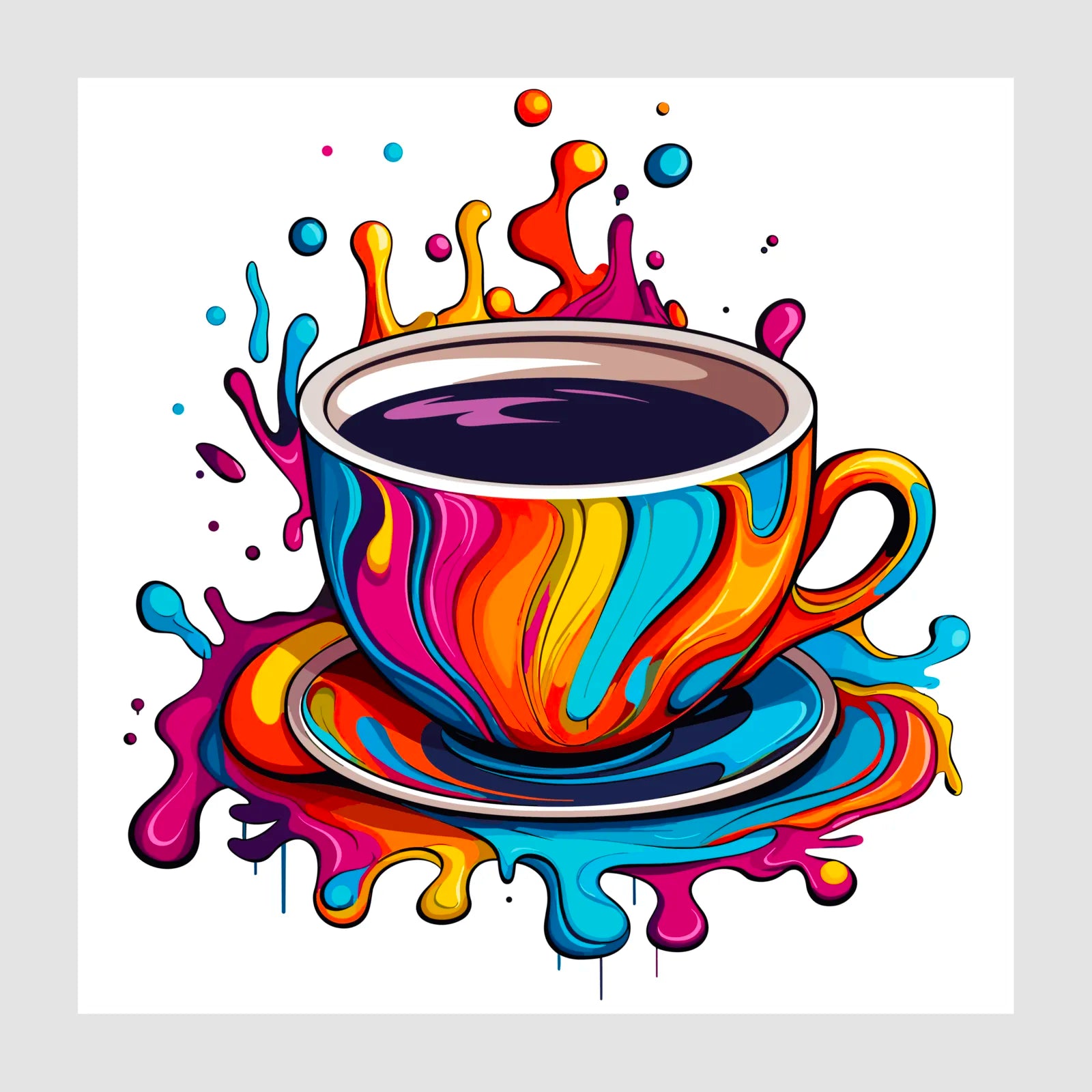 Bright Paint Swirls Coffee Cup Digital Art Print 1