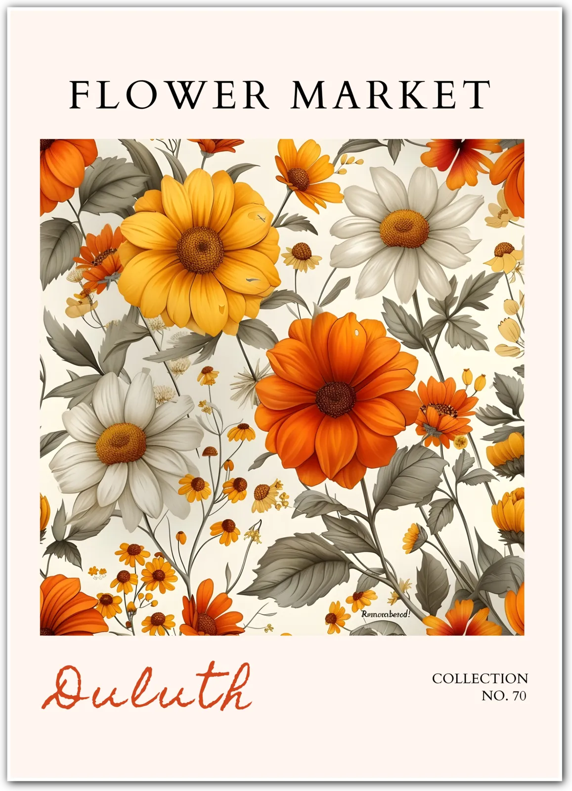 Duluth Golden Daisy Print – Radiant Floral Composition with Autumn Tones