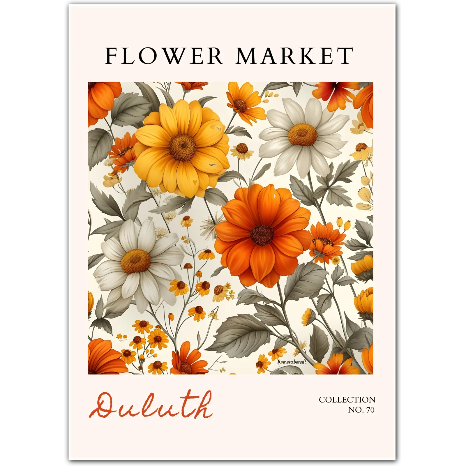 Duluth Golden Daisy Print – Radiant Floral Composition with Autumn Tones