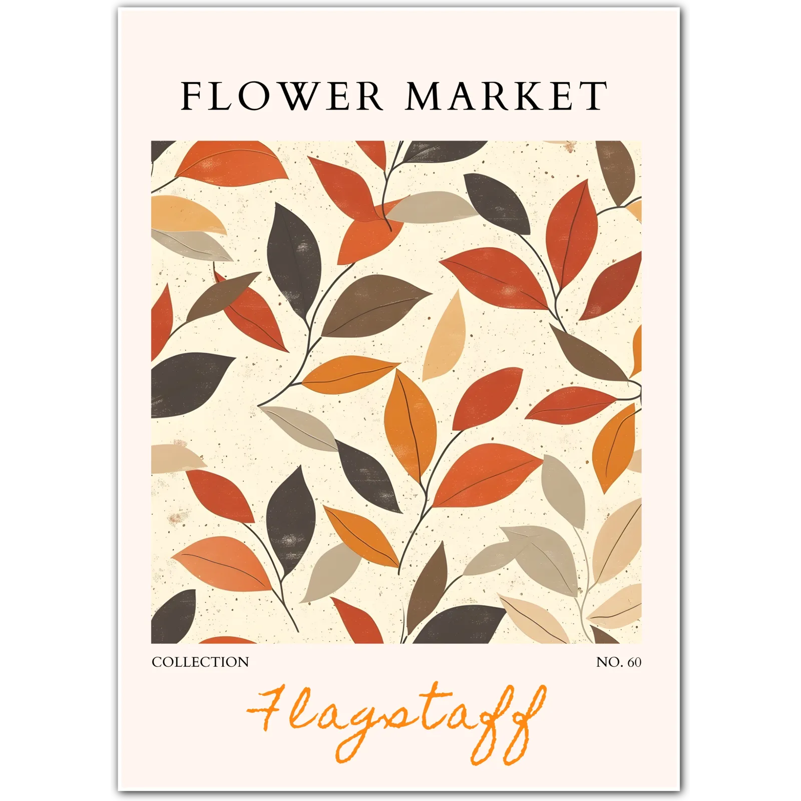 Flagstaff Flower Market Art Print with Painterly Peonies in Autumn Hues