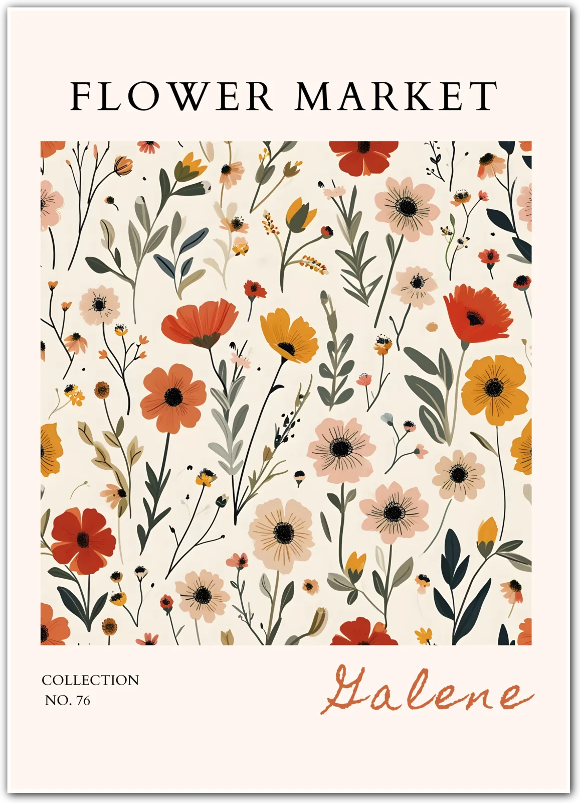 Galene Wildflower Art Print with Delicate Meadow Botanicals and Light Vintage Style