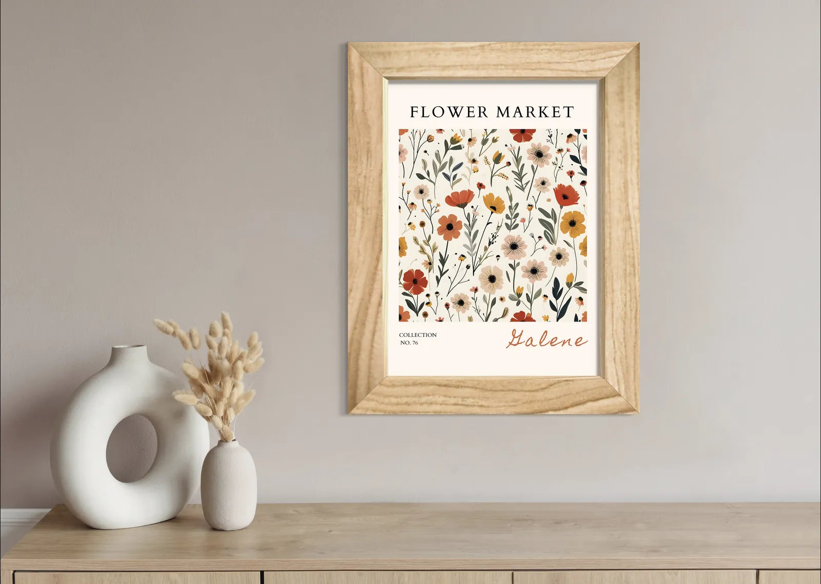 Galene Wildflower Art Print with Delicate Meadow Botanicals and Light Vintage Style
