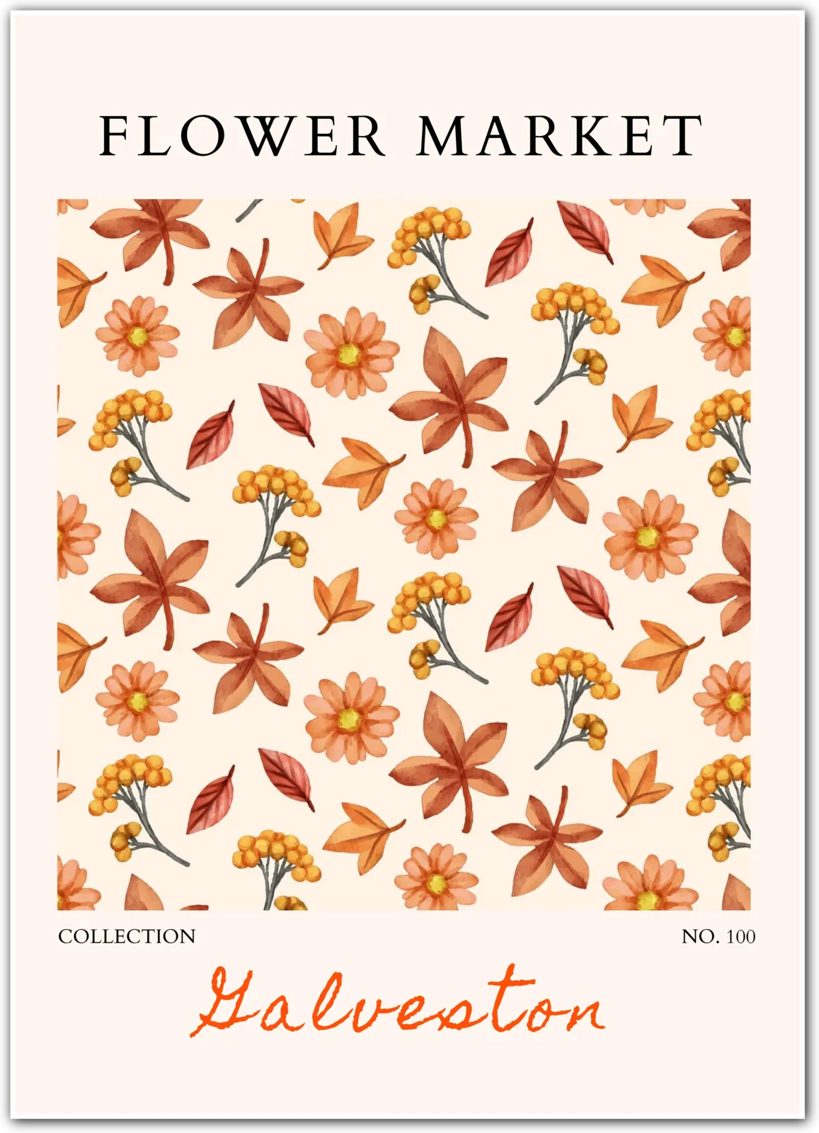 Galveston Autumn Harvest Floral Print – Warm Vintage-Inspired Botanical