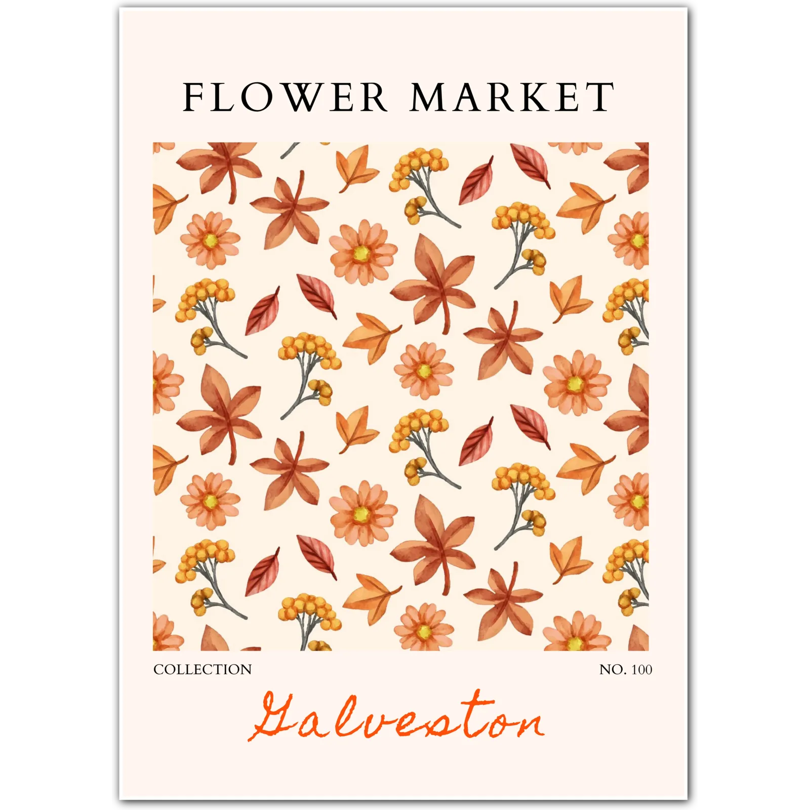 Galveston Autumn Harvest Floral Print – Warm Vintage-Inspired Botanical