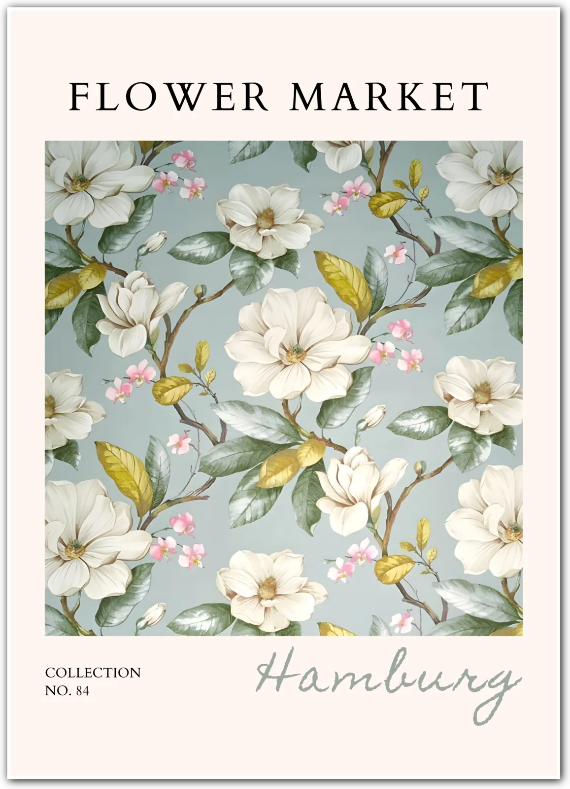 Hamburg Magnolia Botanical Art Print – Romantic European Garden Illustration