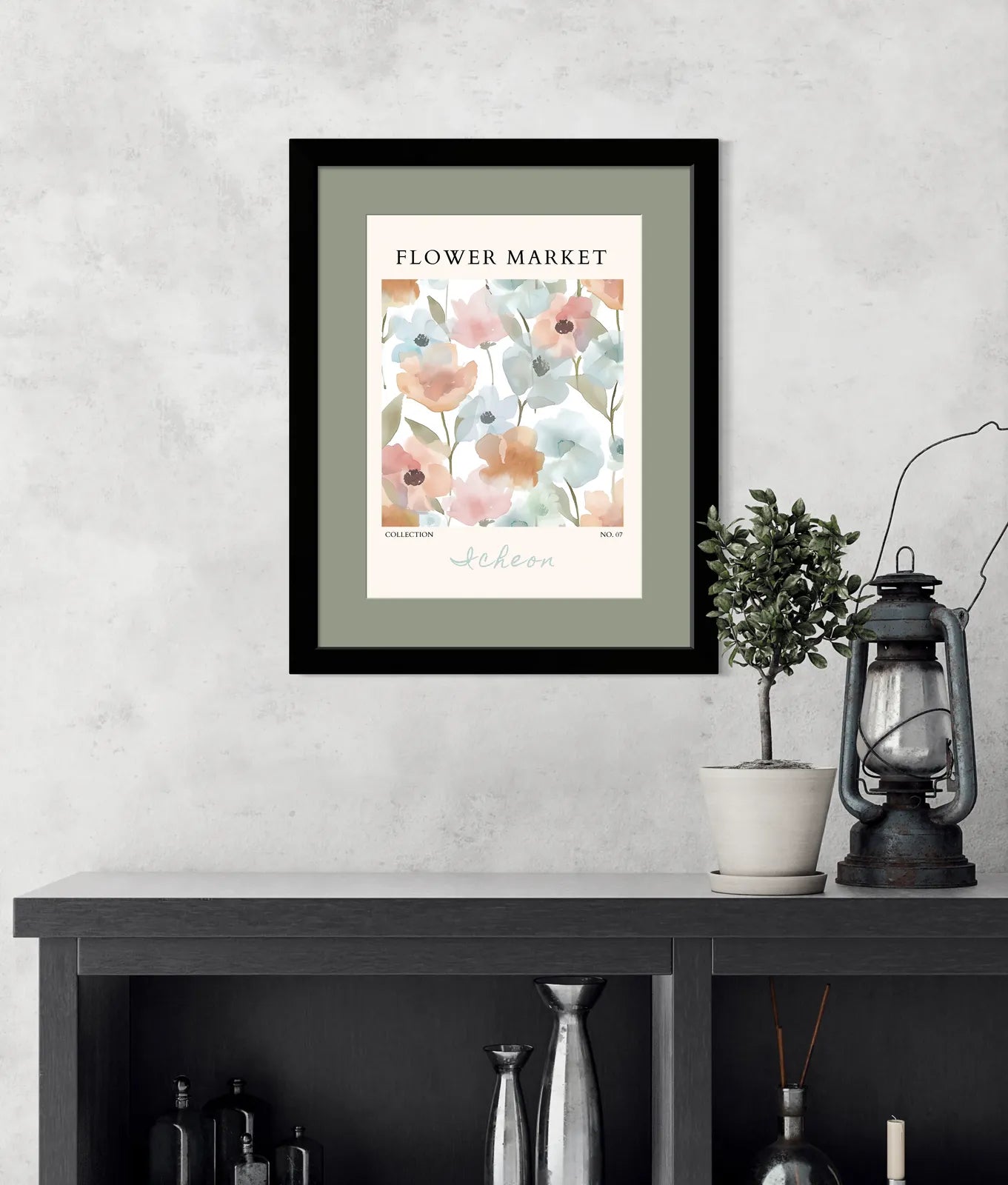 Icheon Soft Bloom Watercolour Art Print – Korean-Inspired Floral Wall Decor