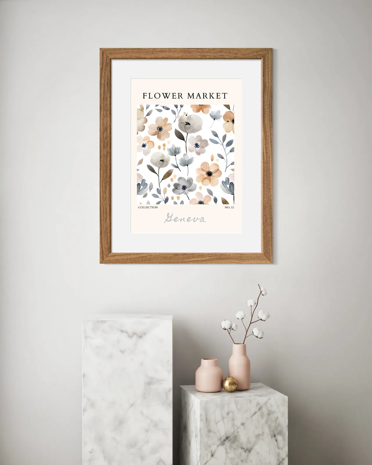 Jeneva Soft Neutral Bloom Print – Elegant Swiss-Inspired Minimal Floral Art