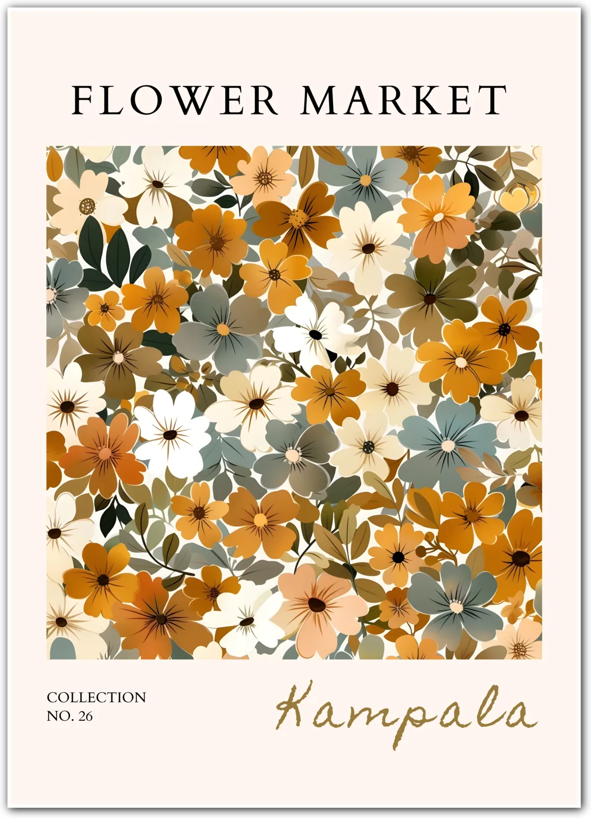 Kampala Earth Bloom Art Print – Warm African Floral Pattern Illustration