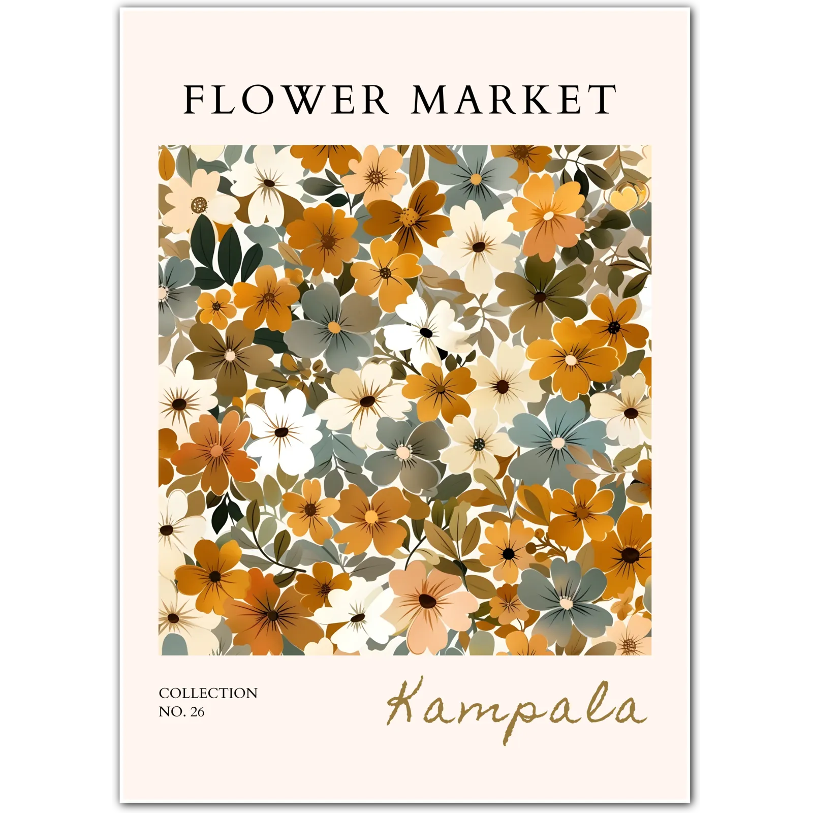 Kampala Earth Bloom Art Print – Warm African Floral Pattern Illustration