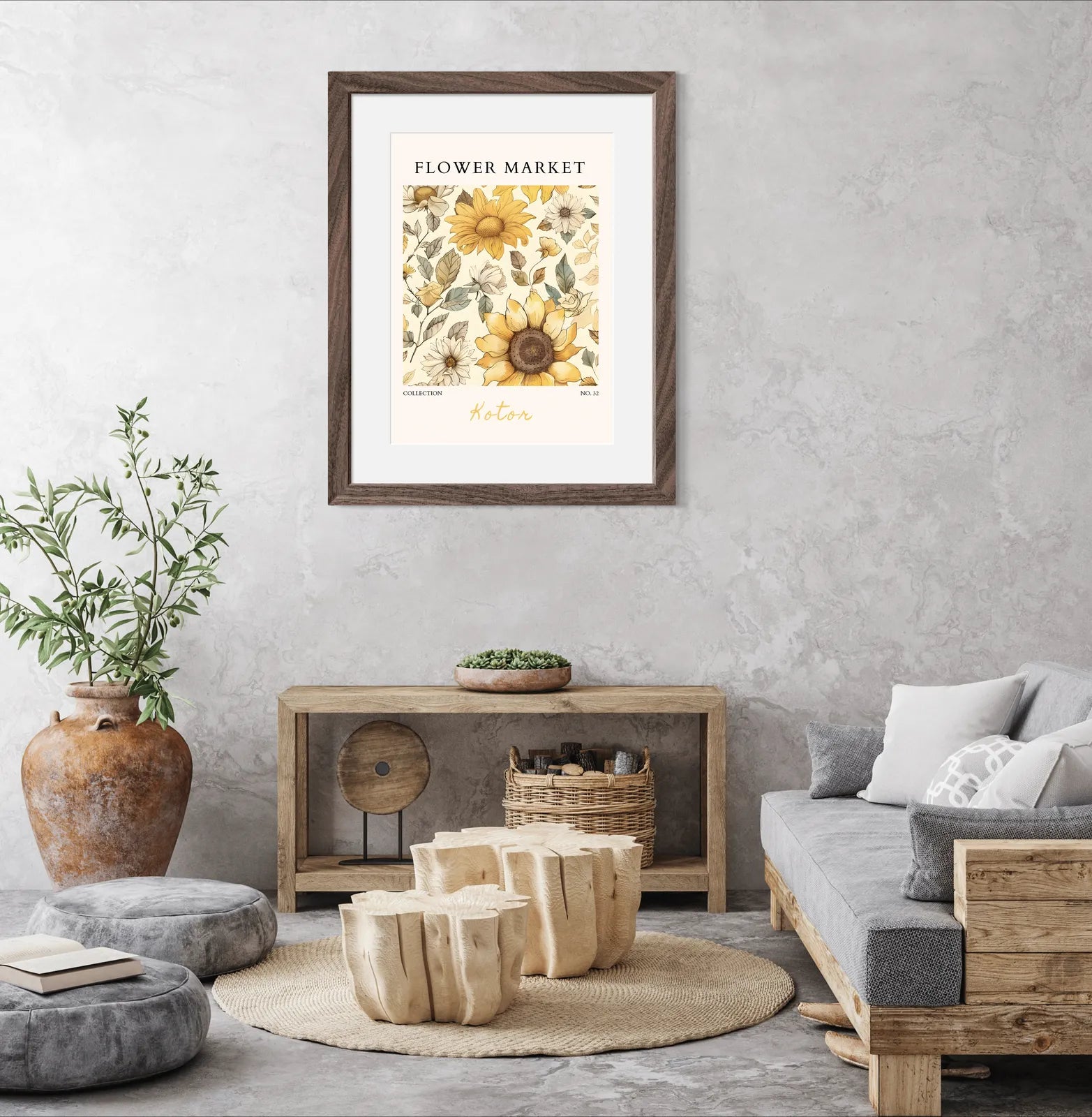Kotor Sun-Drenched Sunflower Print – Vintage Botanical Montenegrin Wall Art