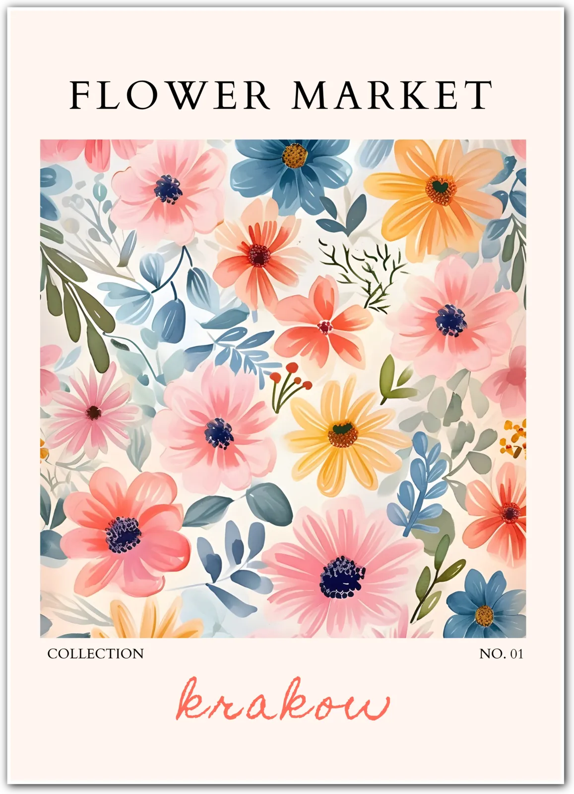 Krakow Garden Delight Floral Art Print – Polish Springtime Wall Decor