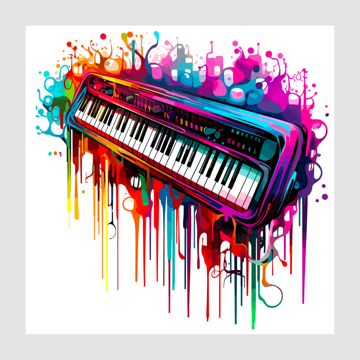 Eclectic Paint Splash Keyboard Digital Artwork – Jazz It Up Interiors