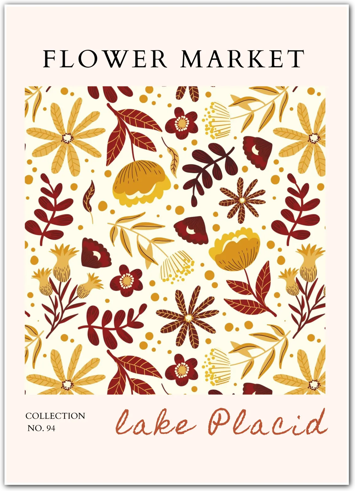 Lake Placid Autumn Garden Art Print – Bold North American Floral Illustration