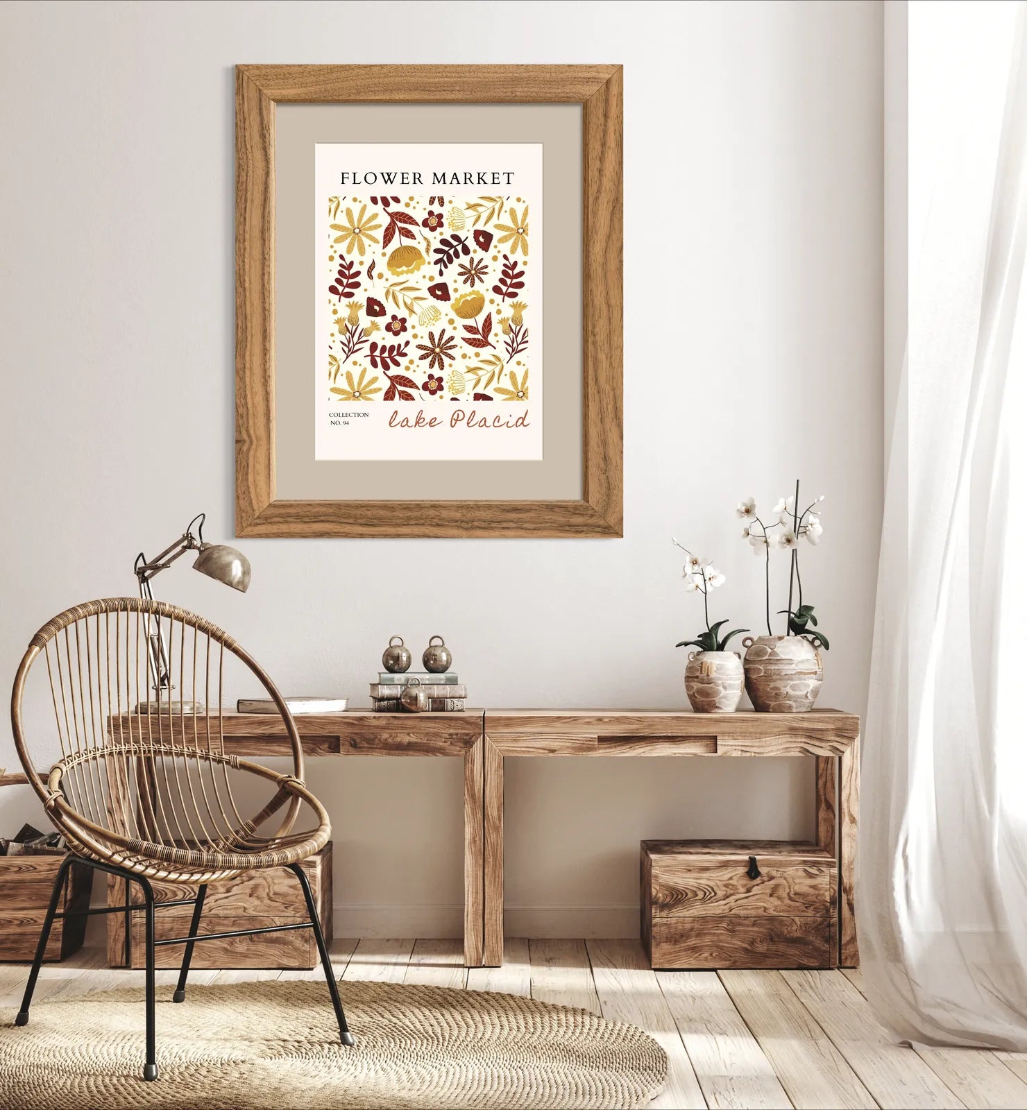 Lake Placid Autumn Garden Art Print – Bold North American Floral Illustration