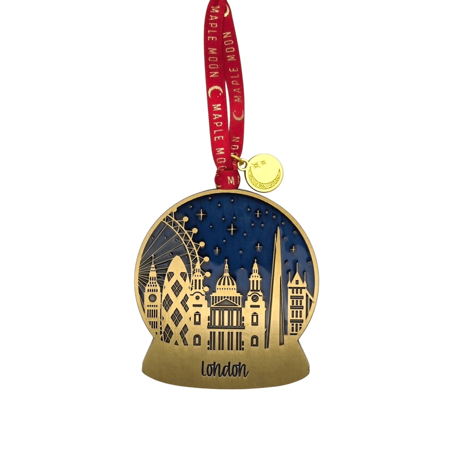 Gold Enamel London Snow Globe Christmas Decoration