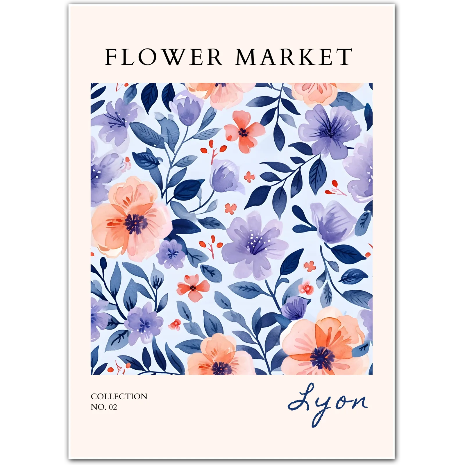 Lyon Provence Bloom Watercolour Print – French Botanical Elegance