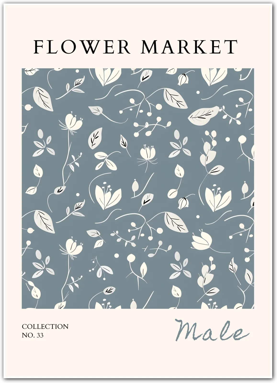 Malé Midnight Garden Art Print – Minimalist Maldivian Floral Design