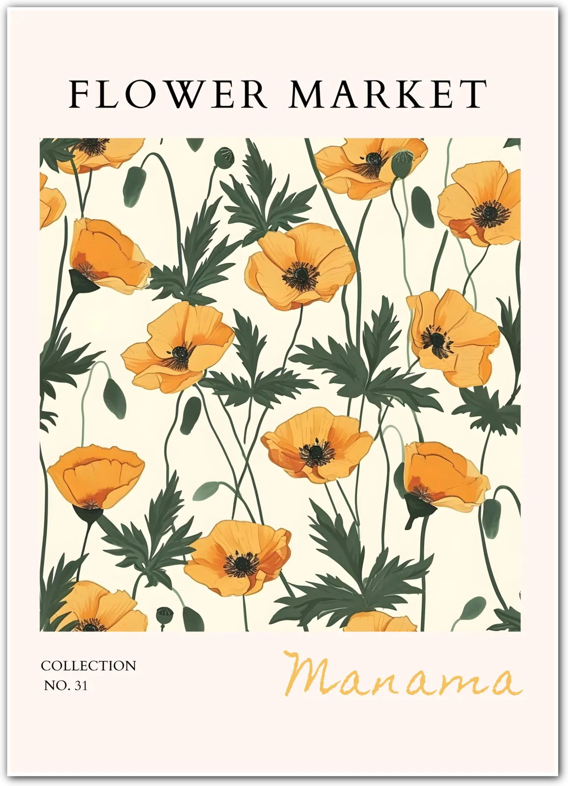 Manama Golden Poppy Bloom Print – Botanical Bahrain Floral Wall Art