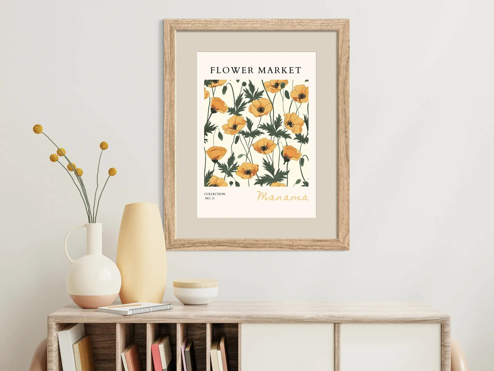 Manama Golden Poppy Bloom Print – Botanical Bahrain Floral Wall Art