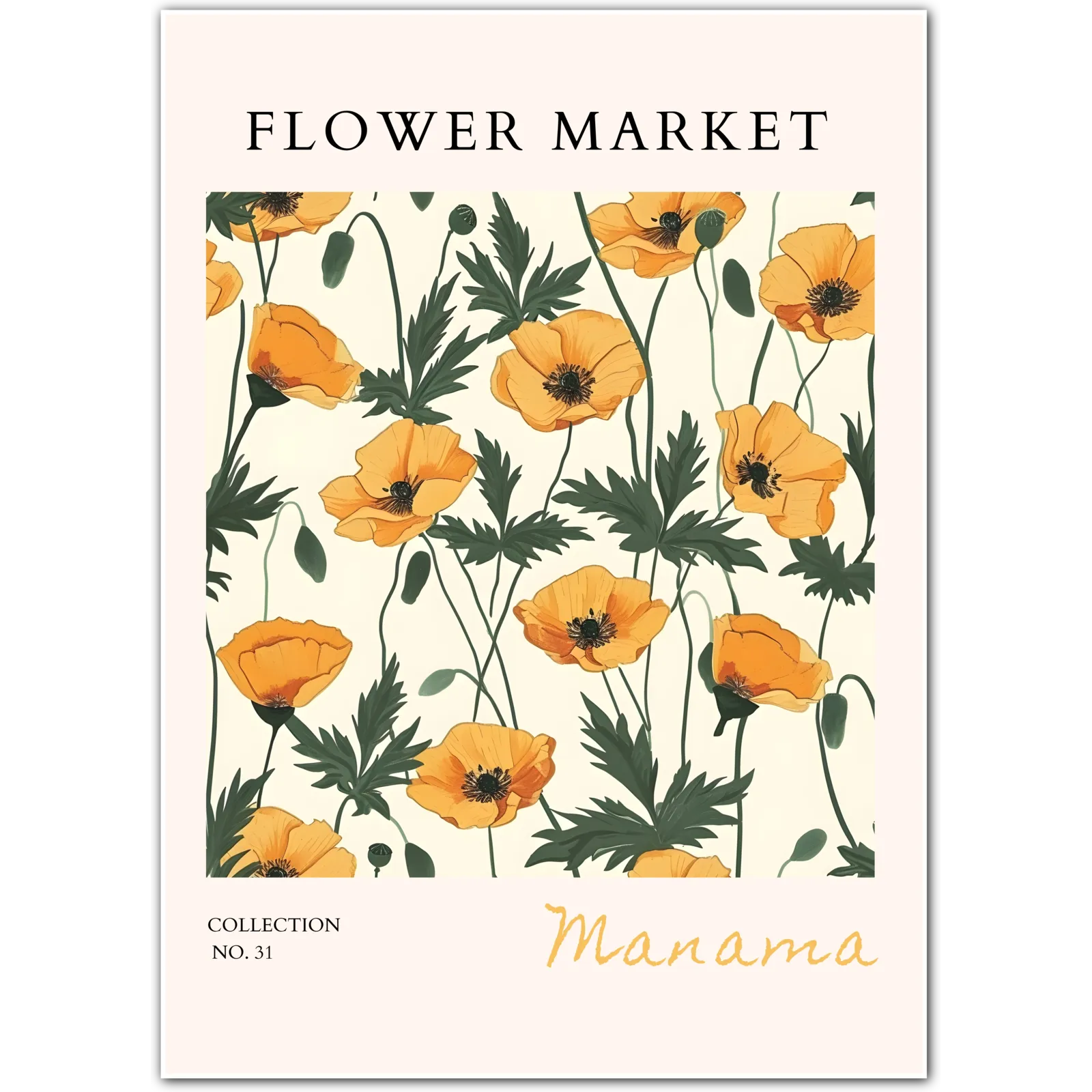 Manama Golden Poppy Bloom Print – Botanical Bahrain Floral Wall Art