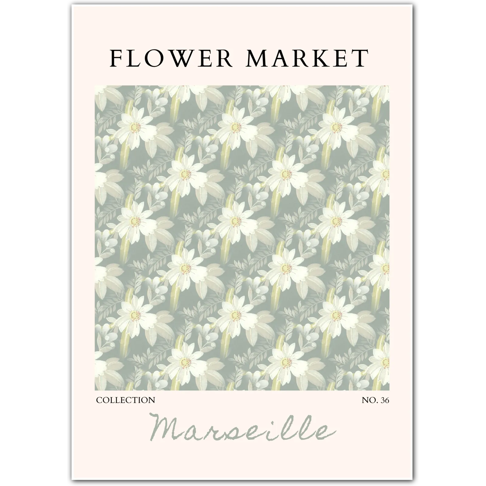 Marseille Botanical Art Print – Soft Vintage French Floral