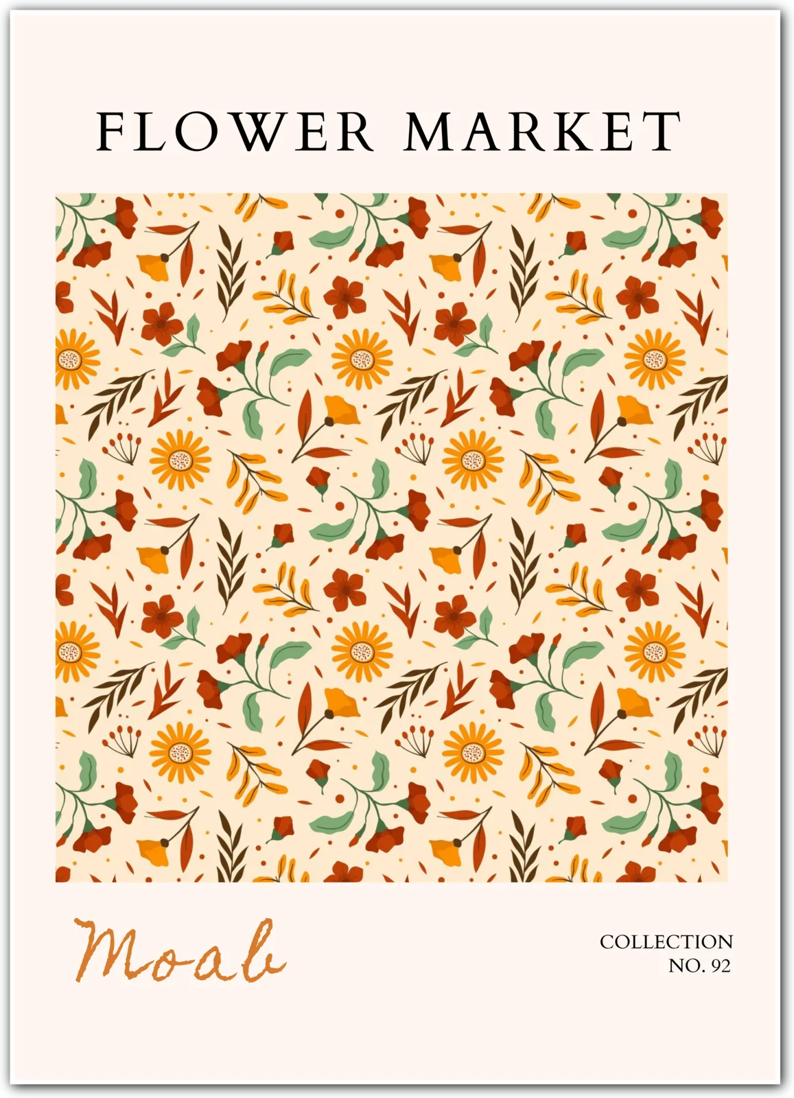 Moab Desert Bloom Art Print – Warm Terracotta Wildflower Pattern