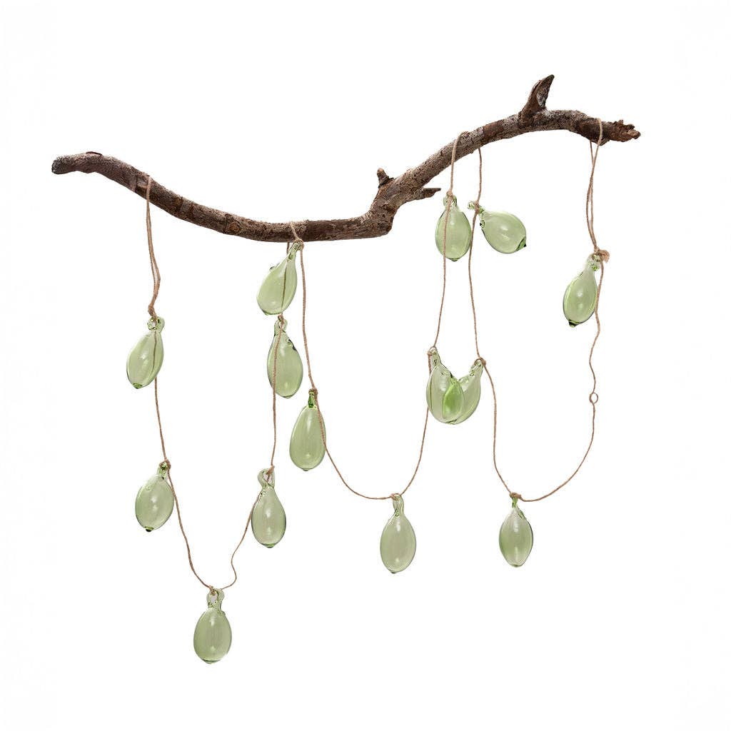 Moss Green Glass Dewdrop Christmas Garland Decoration