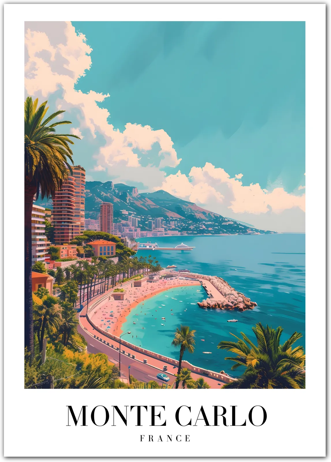 Luxury Monte Carlo Art Print – Coastal Views & Glamor in Monaco