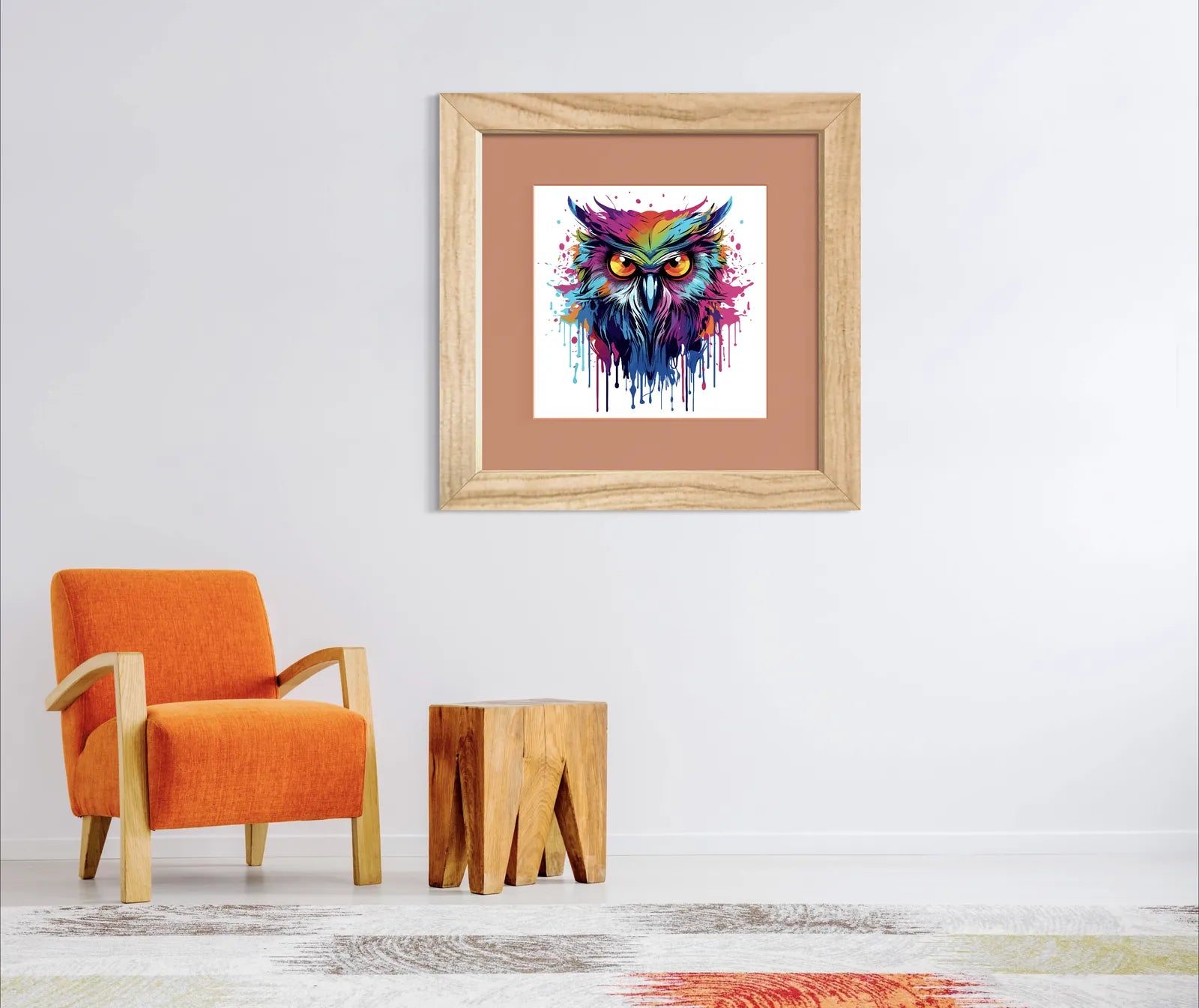 Bright Owl Colour Splash Digital Art Print 2