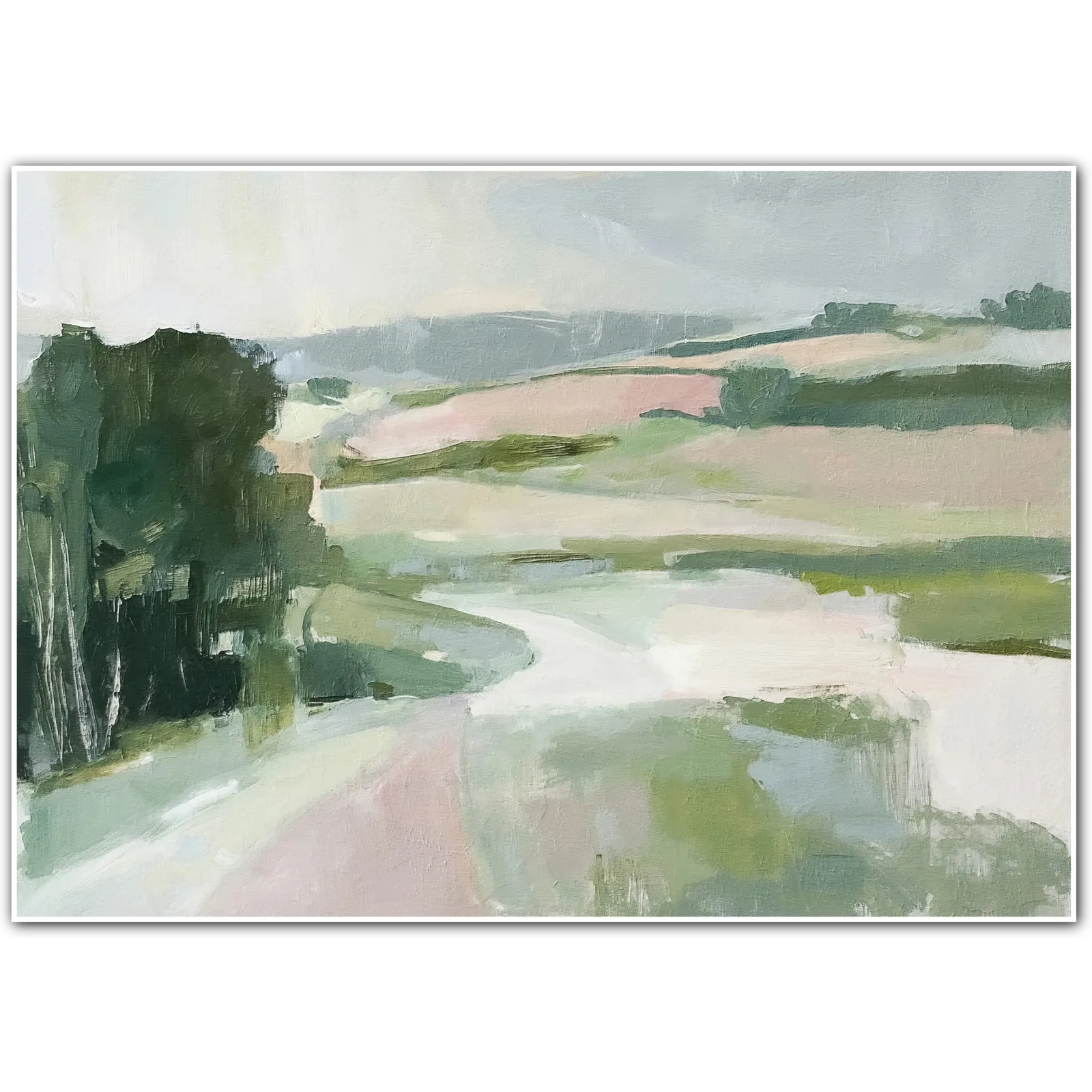 Hedgerow Morning – Soft Greens Along the Lane