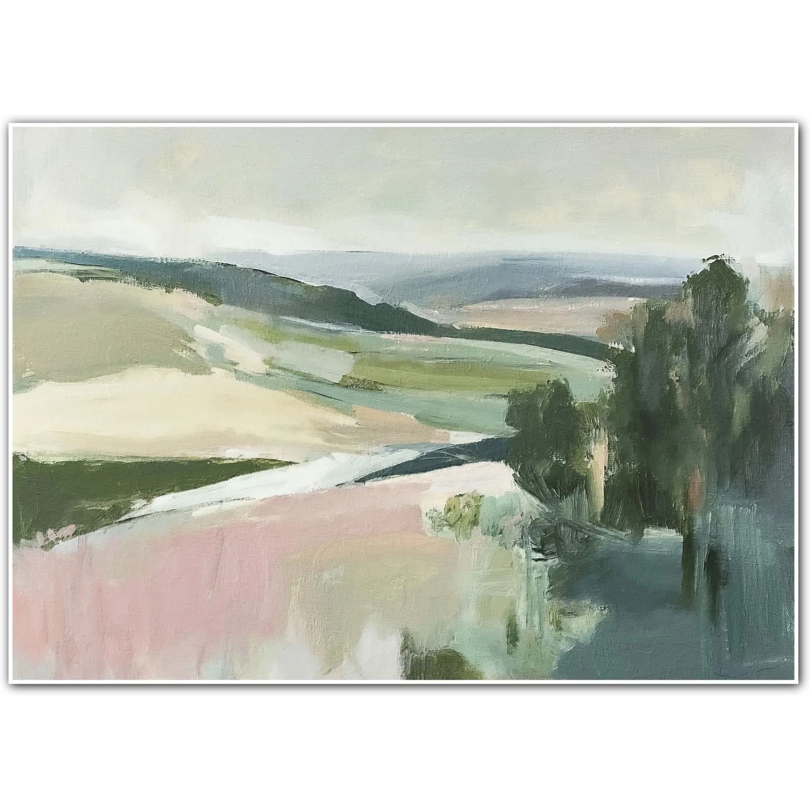 Fields After Rain – Dreamlike Hills in Muted Pastel Hues