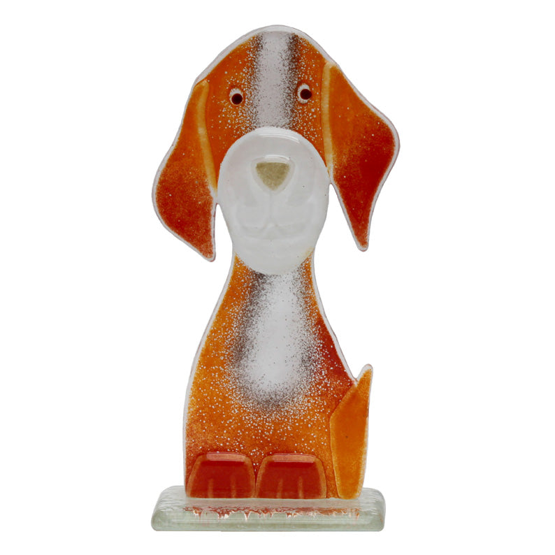 Adorable Poppy The Dog Fused Glass Figurine