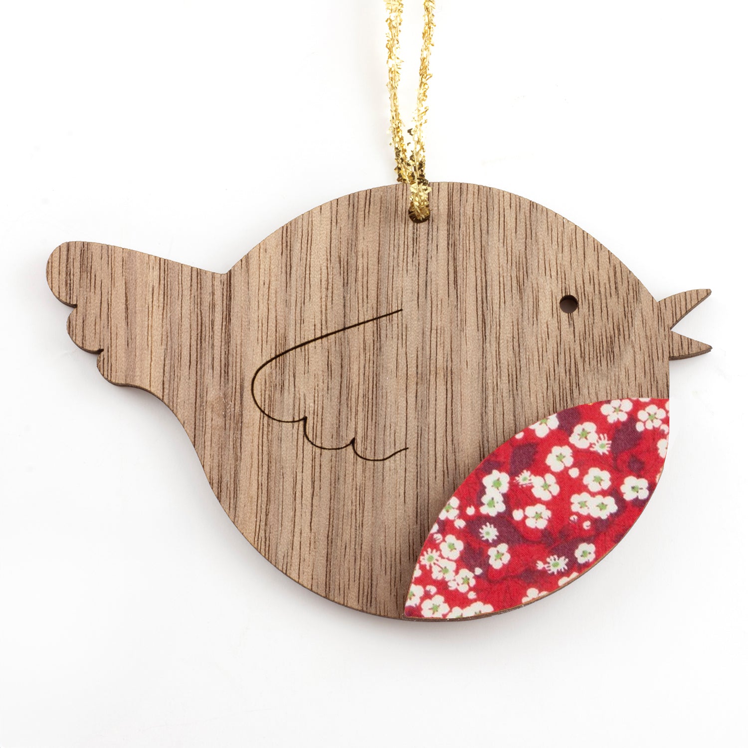 Festive Robin with Liberty Mitsi Valeria Red Detail