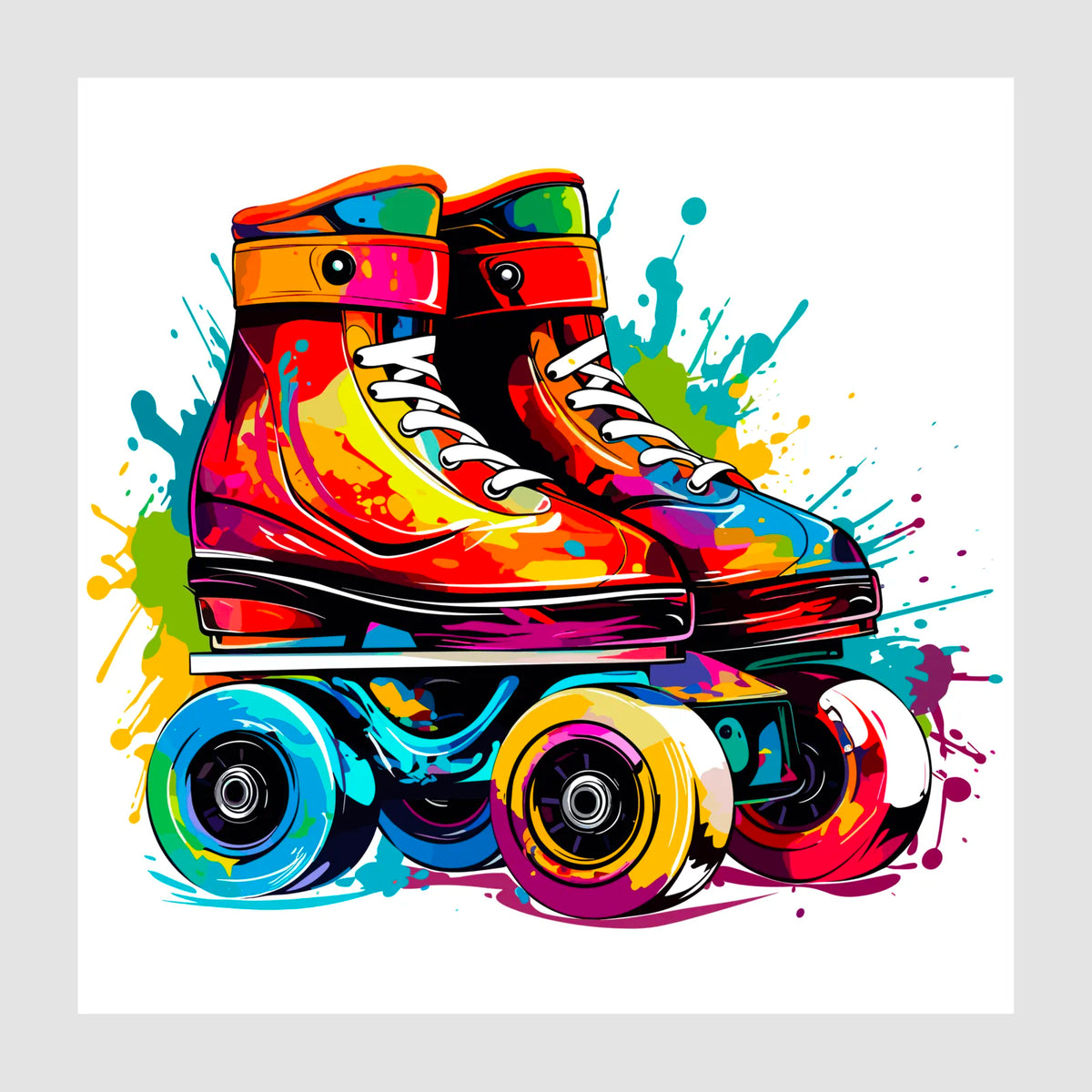 Funky Graffiti Paint Roller Skates Art Print – Jazz It Up Interiors