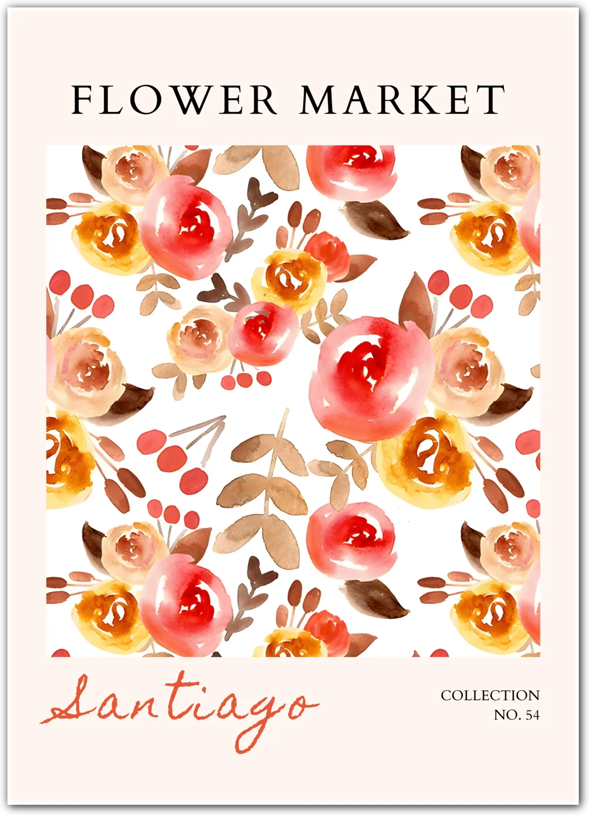 Santiago Sunset – Warm Watercolour Floral Art Print