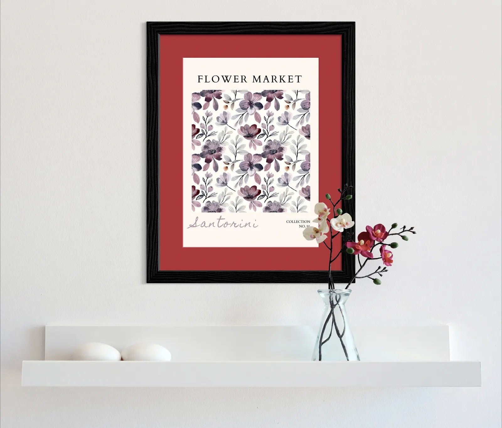 Santorini Sunset Leaves – Mid-Century Floral Abstract