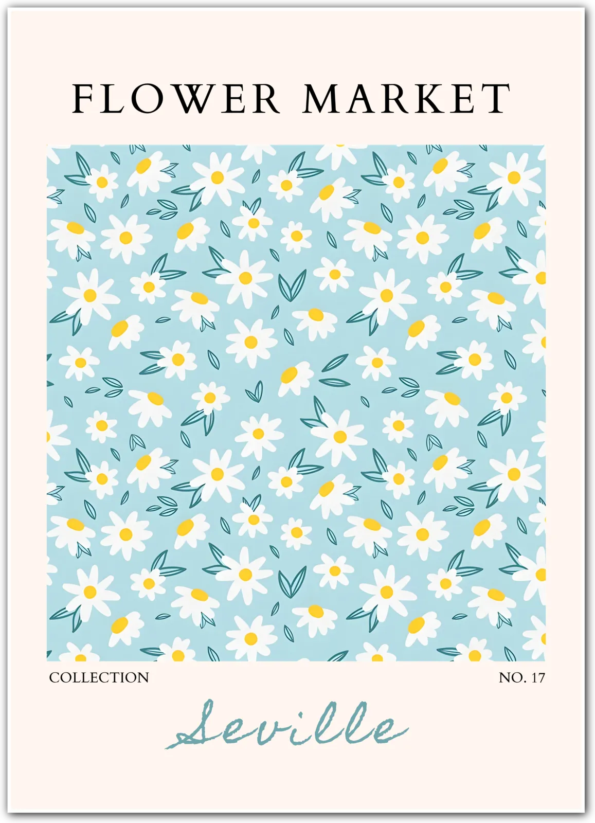 Seville Sunshine – Daisy Floral Art in Aqua