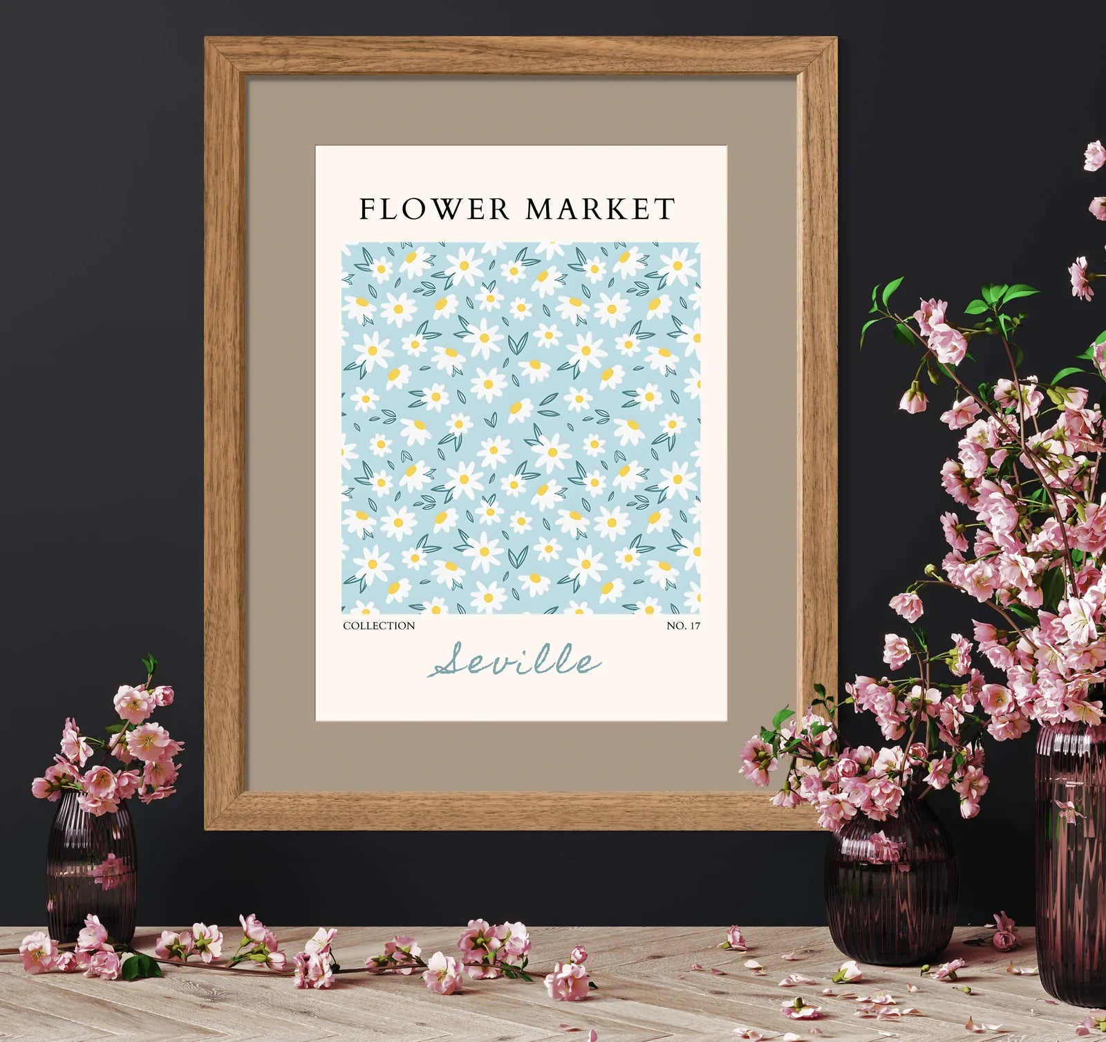 Seville Sunshine – Daisy Floral Art in Aqua